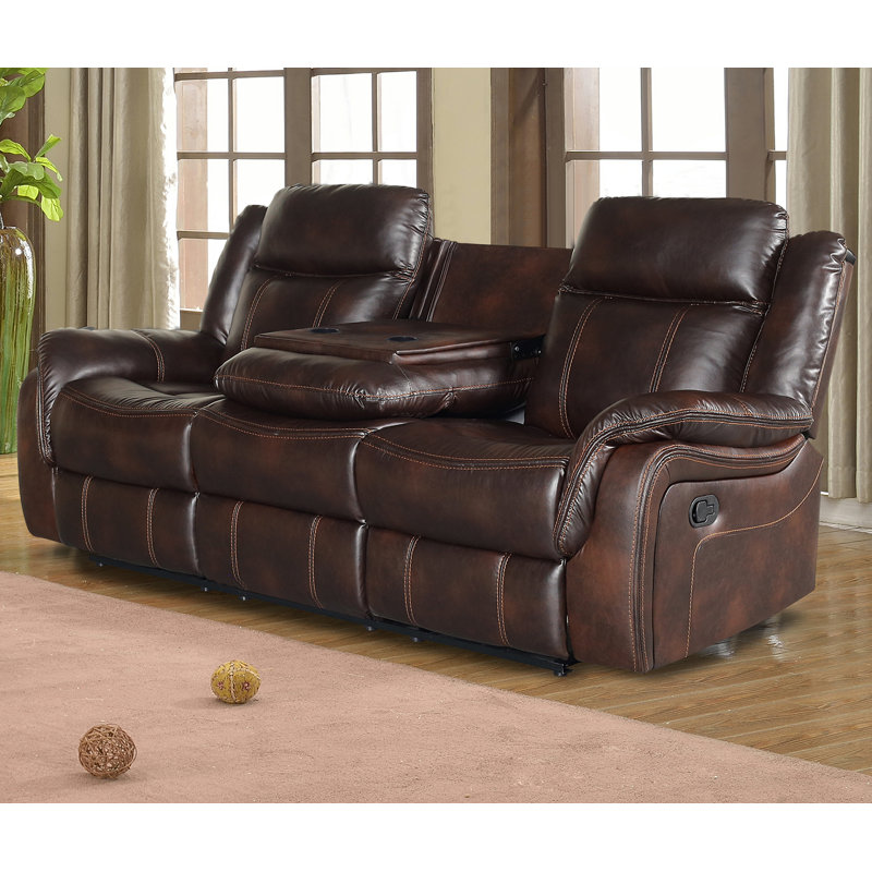 Winston Porter Havelock 83" Wide Faux Leather Pillow Top Arm Reclining